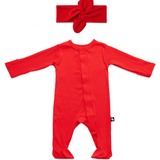 Mameluco con pie y bandita - Santa Red (Ribbed)
