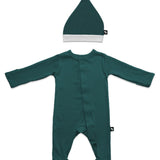 Mameluco con pie y gorrito - Mistletoe Green (Ribbed)