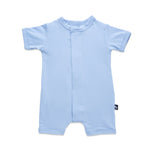 Mameluco magnetico corto azul para calor, ideal para cambios de pañal