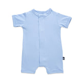 Mameluco magnetico corto azul para calor, ideal para cambios de pañal