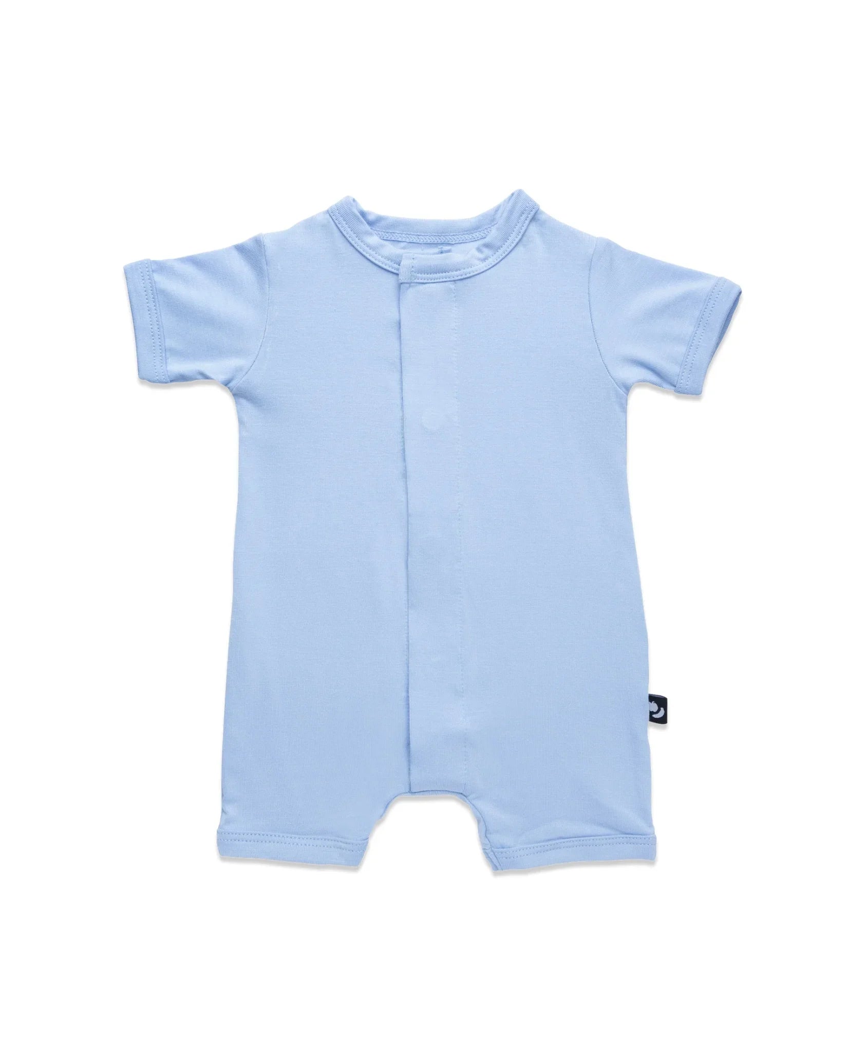 Mameluco magnetico corto azul para calor, ideal para cambios de pañal