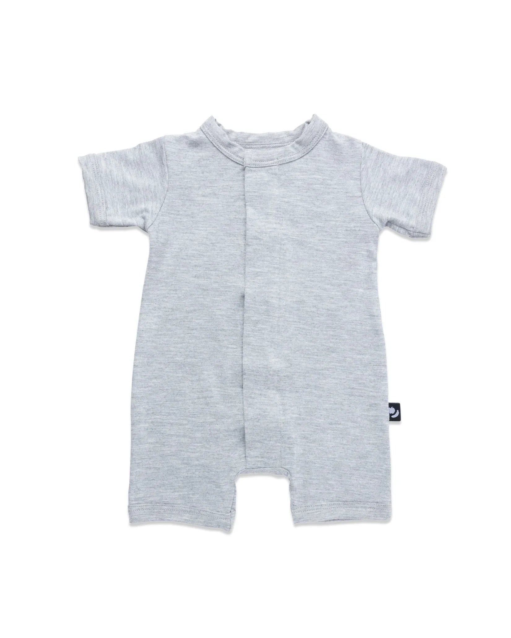 Mameluco magnetico corto gris para calor, ideal para cambios de pañal